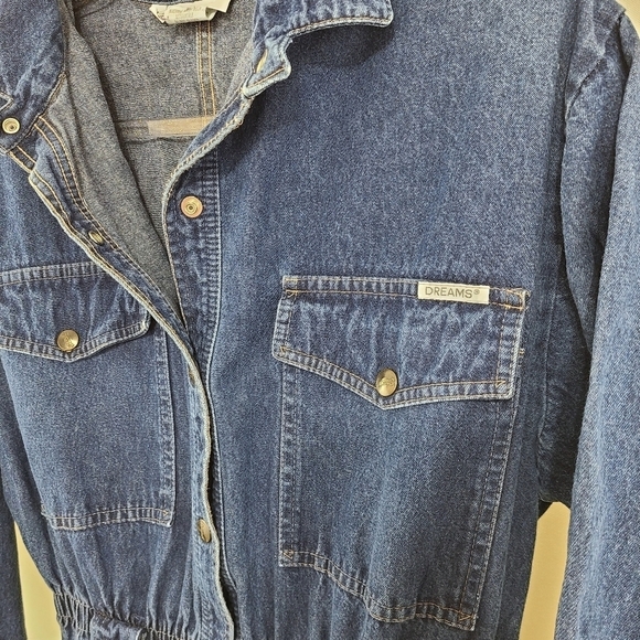 Vintage 80s dark denim jumpsuit boiler suit size large - Picture 5 of 7
